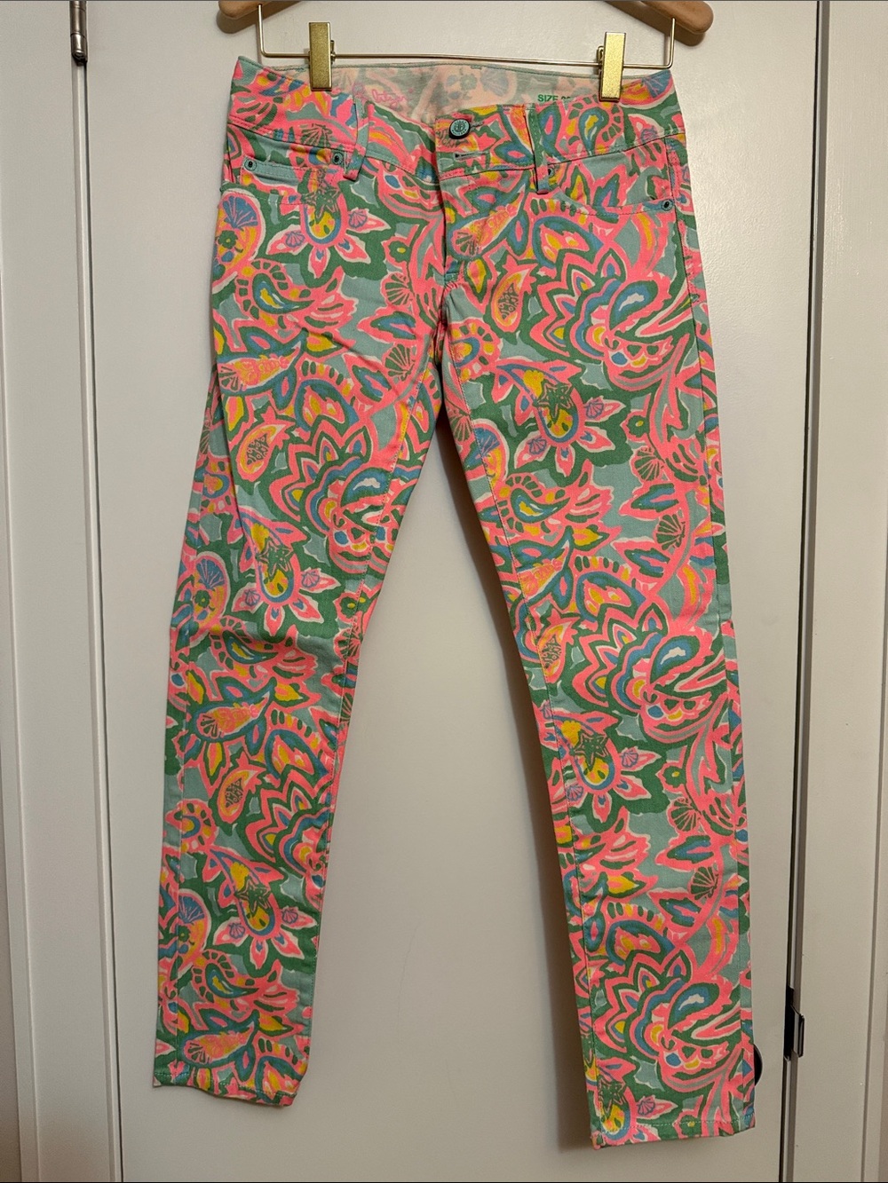 Lilly Pulitzer Worth Skinny mini Sand Bar Make Splash multi color pants Jeans 00